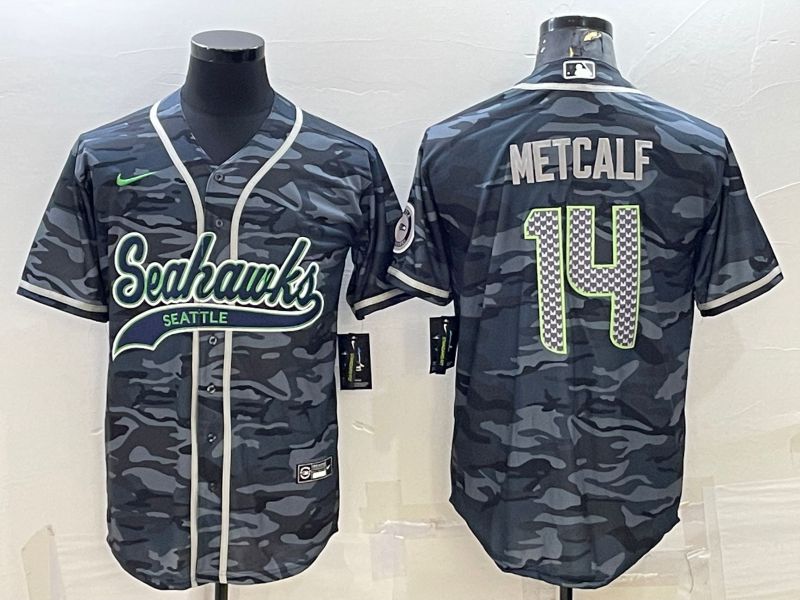 Men Seattle Seahawks 14 Metcalf Camo 2022 Nike Co branded NFL Jerseys